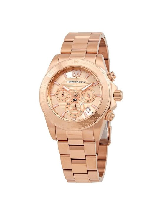NWT Technomarine Manta Ray Chronograph Quartz Rose Dial Men\'s Watch